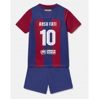 Echipament fotbal Barcelona Ansu Fati #10 Tricou Acasa 2023-24 pentru copii maneca scurta (+ Pantaloni scurti)